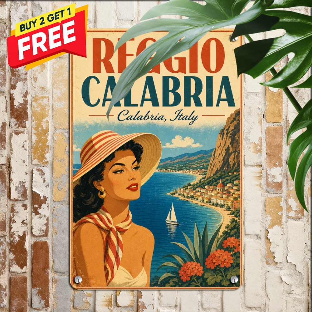 Reggio Calabria Italy Travel Plaque Retro Metal Tin Sign Souvenir Art