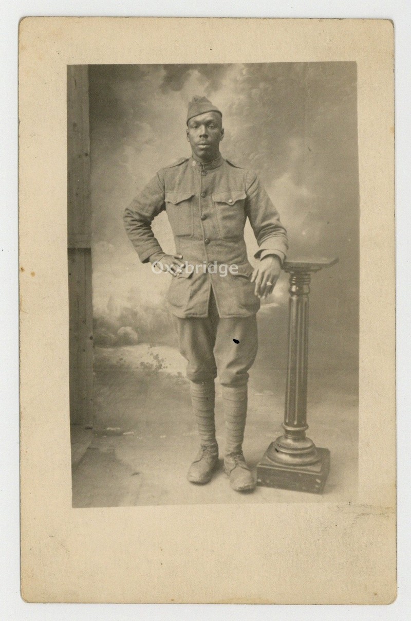 African American Soldier 1918 WWI France Harlem Hellfighters Black RPPC J15204