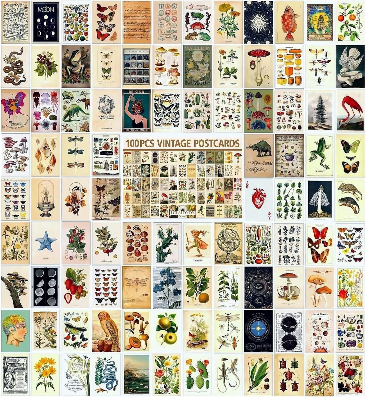 100 PCS Vintage Postcard Set,Post Cards for Mailing 4X6 Retro Style Cottagecore