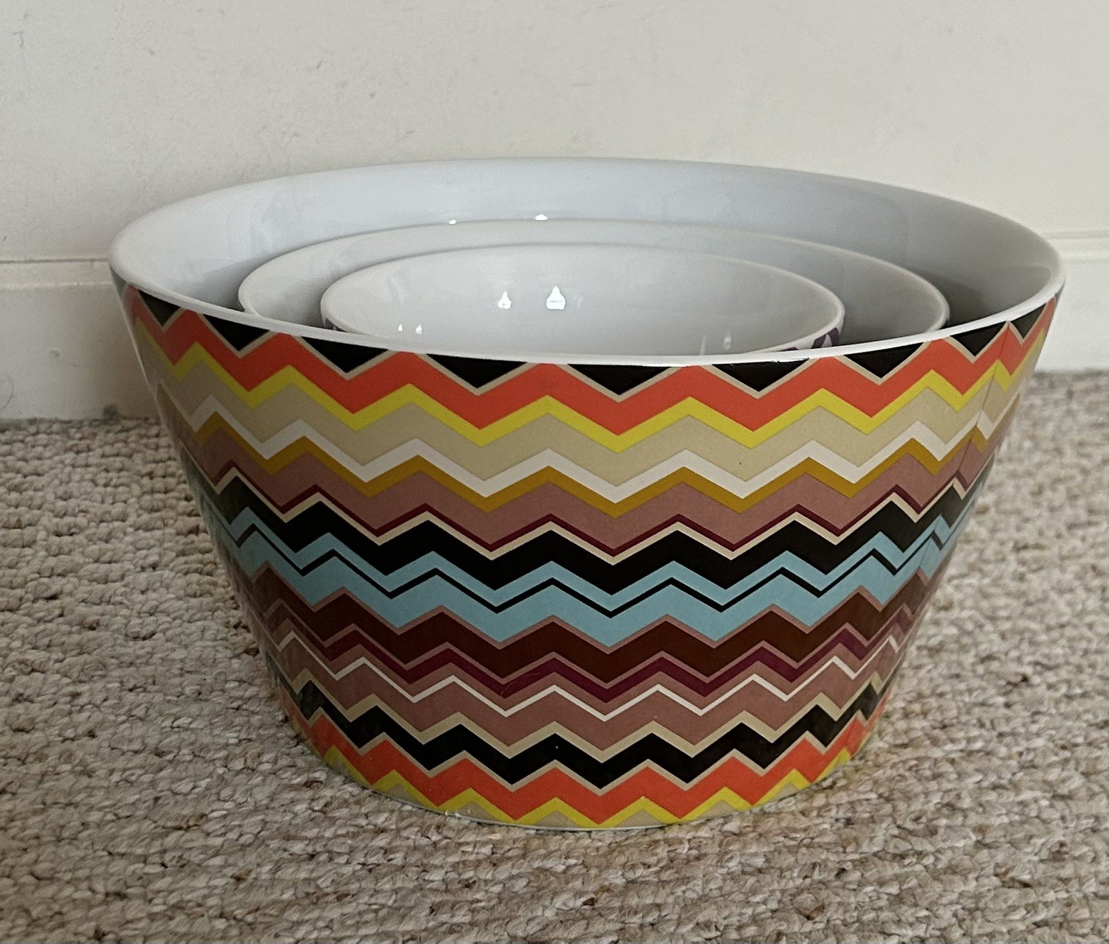 Missoni by Target Chevron Zig Zag Set of 3 Stoneware Bowls  Nesting Mixing