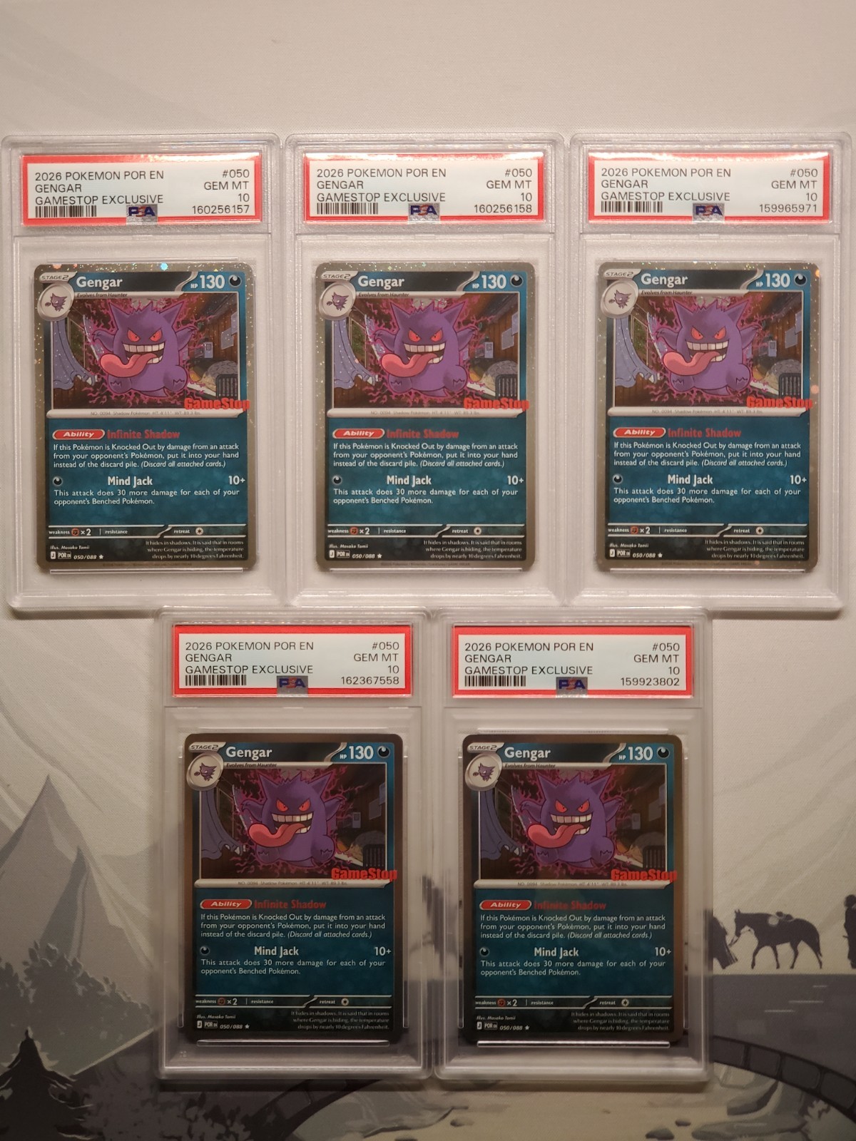Lot of 5 Pokemon Gengar Gamestop Exclusive Promo Cosmo Holo #50 PSA Gem Mint 10