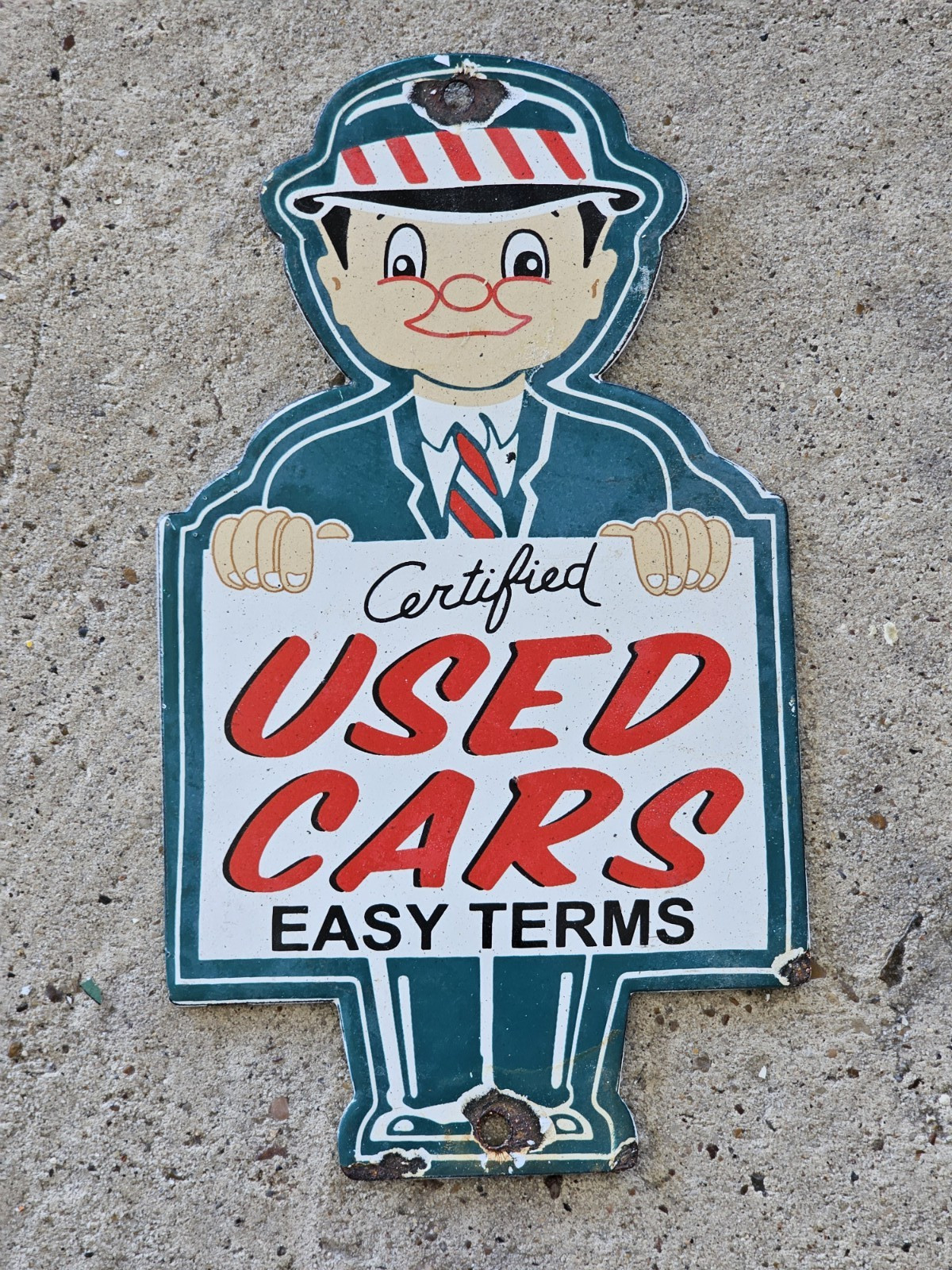 VINTAGE CERTIFIED USED CARS PORCELAIN SIGN GAS  MOTOR OIL AUTO SALES 10