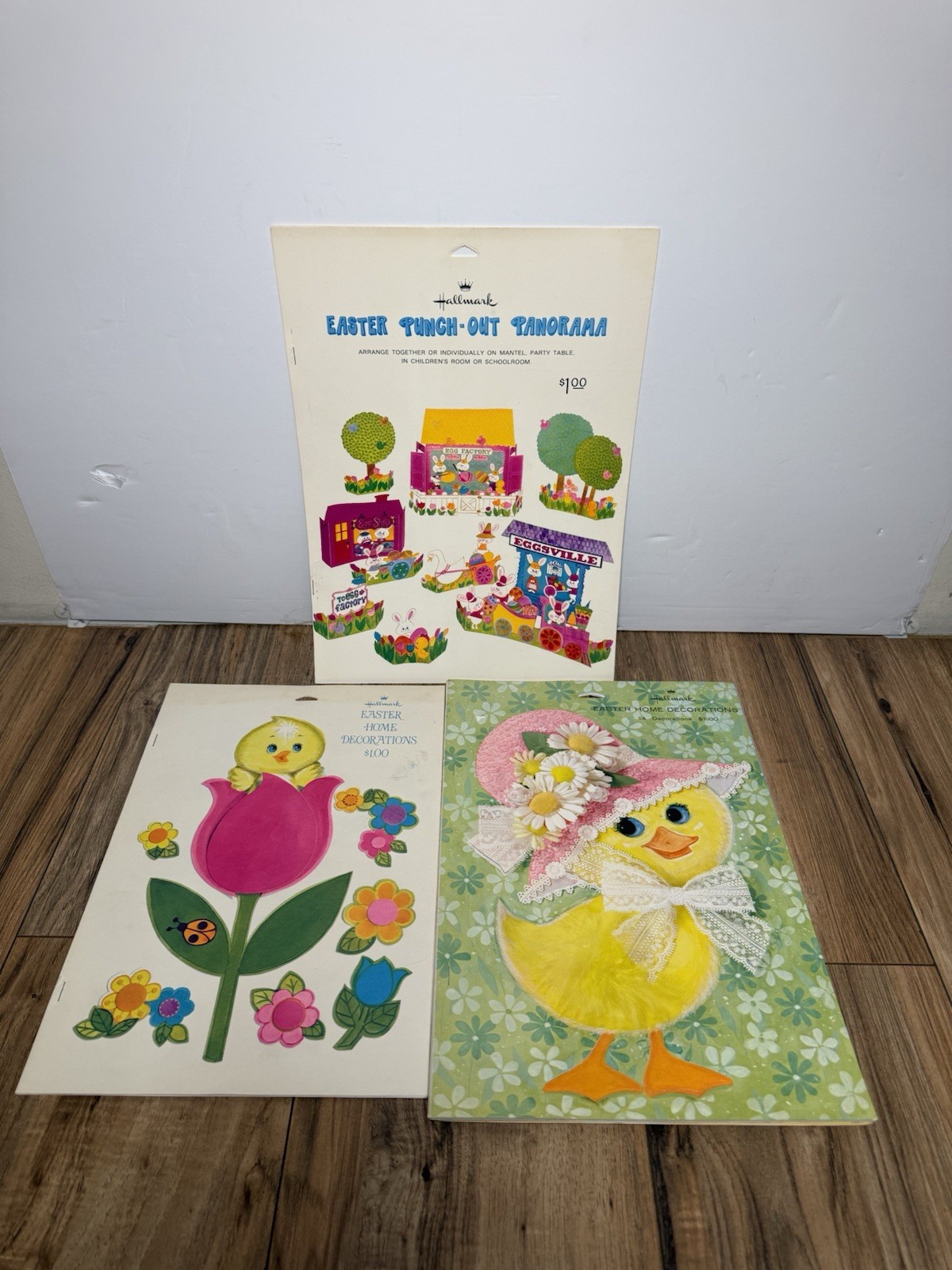 Lot Of 3 NOS Vtg 60s 70s Hallmark Easter Die Cut Bunny Decorations UNPUNCHED