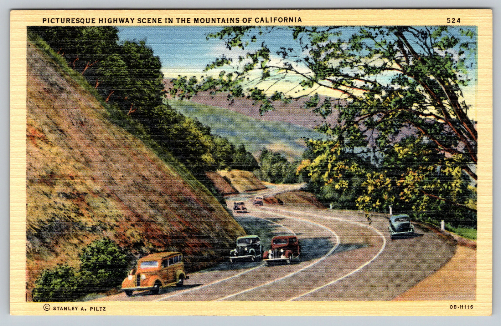 Picturesque Highway Scene Mountains c1950s Santa Cruz Los Gatos Postcard