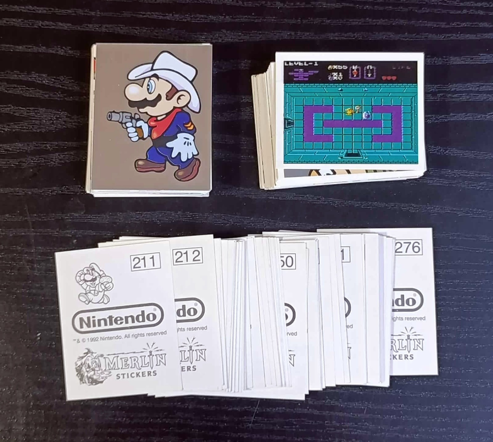 ORIGINAL Merlin NINTENDO 1992 complete set stickers Super Mario Legend of Zelda