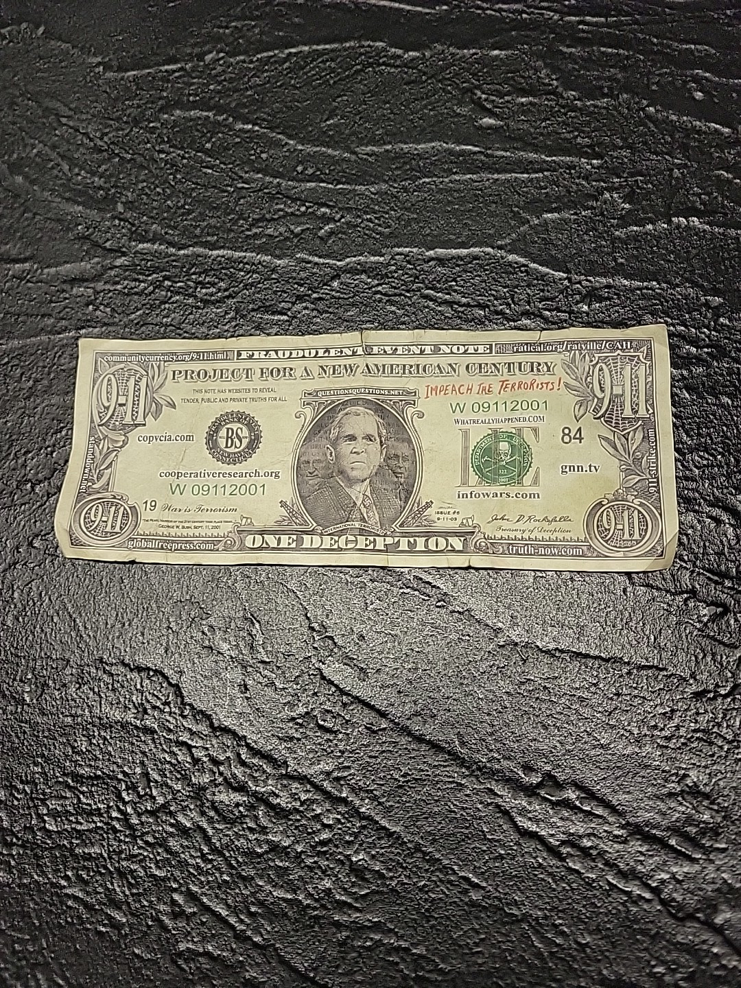 Vintage 9-11 George W. Bush Conspiracy Parody Dollar