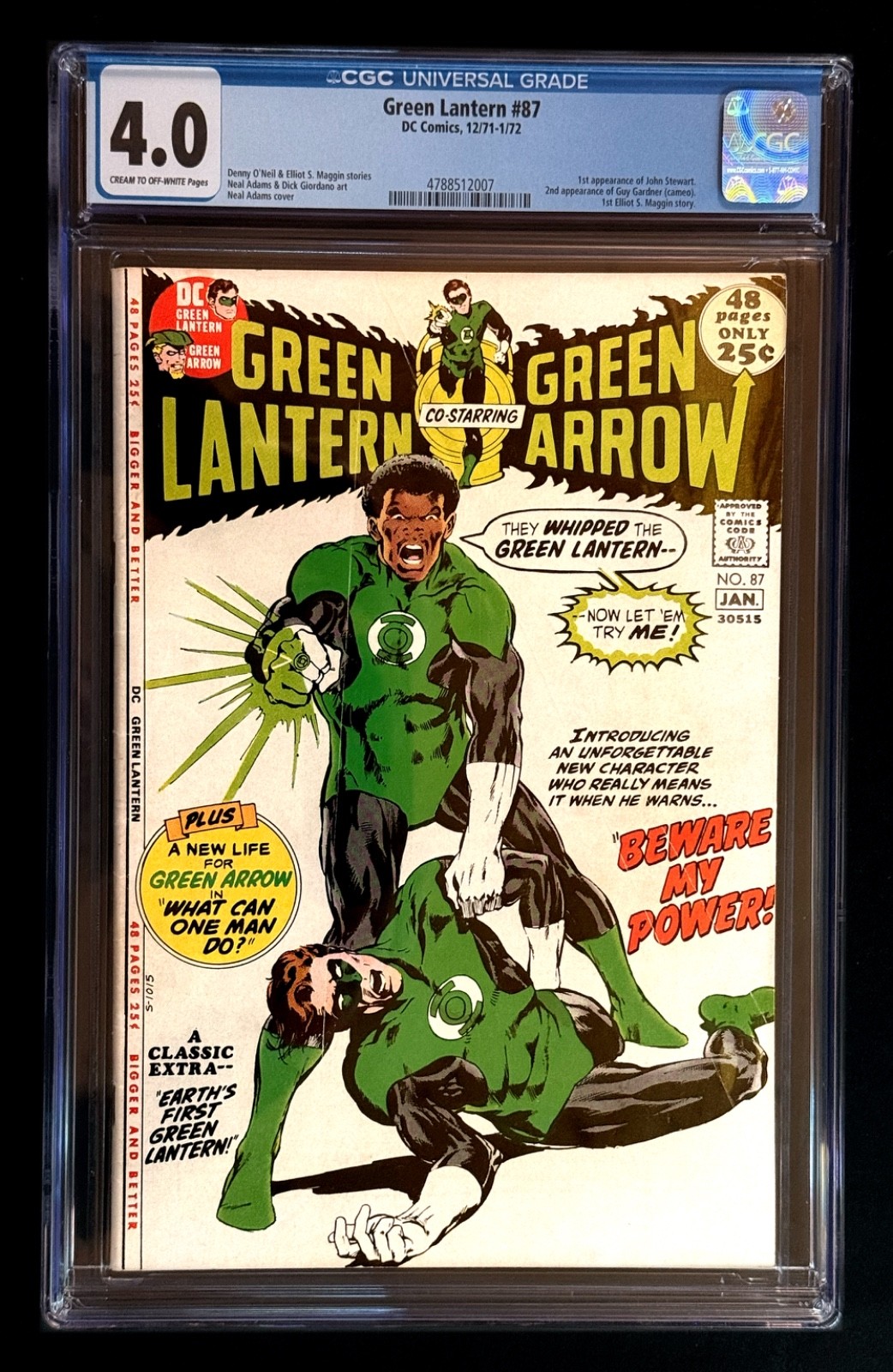 Green Lantern #87 CGC 4.0 DC 1972 1st John Stewart HBO Lanterns Neal Adams Key