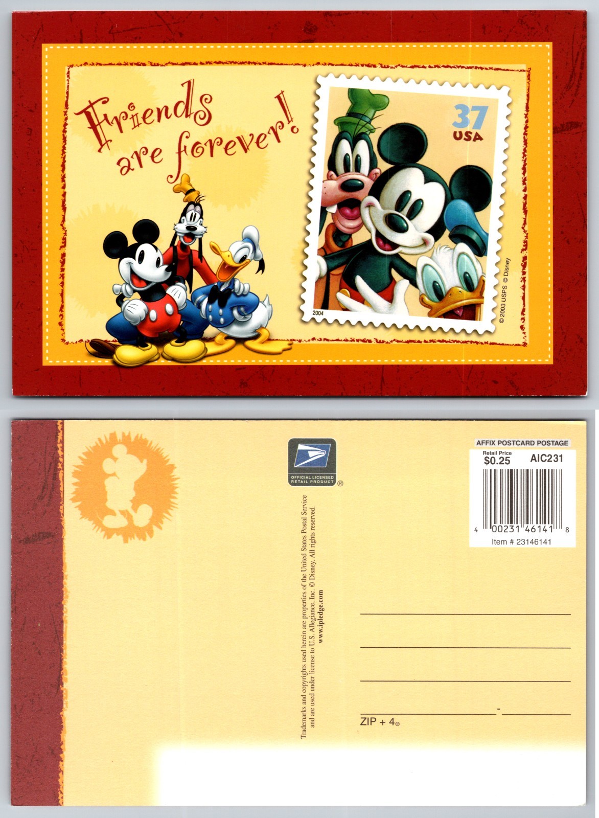Continental Friends Are Forever Cartoon Postcard