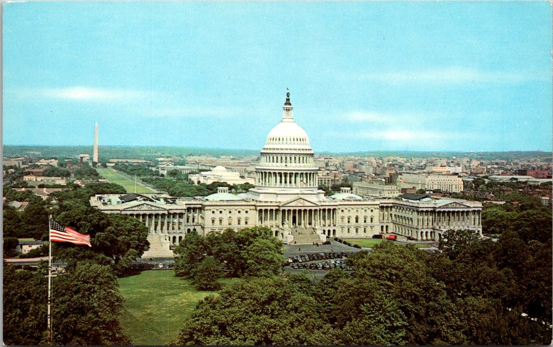 Postcard US Capitol Building Washington DC Capitol Hill Mall Washington Monument
