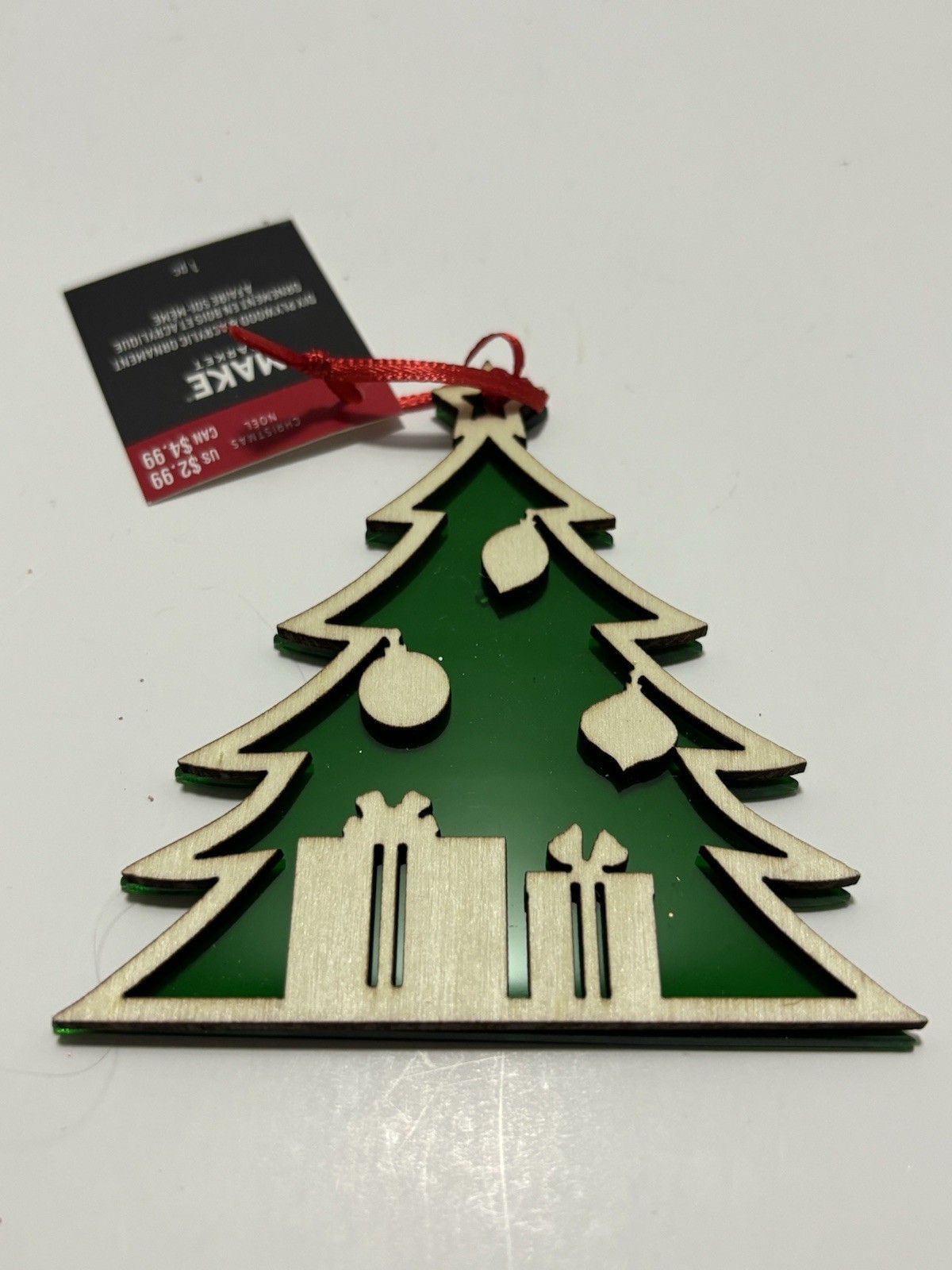 MAKE MARKET Wood & Acrylic Pine Trees Christmas Ornament