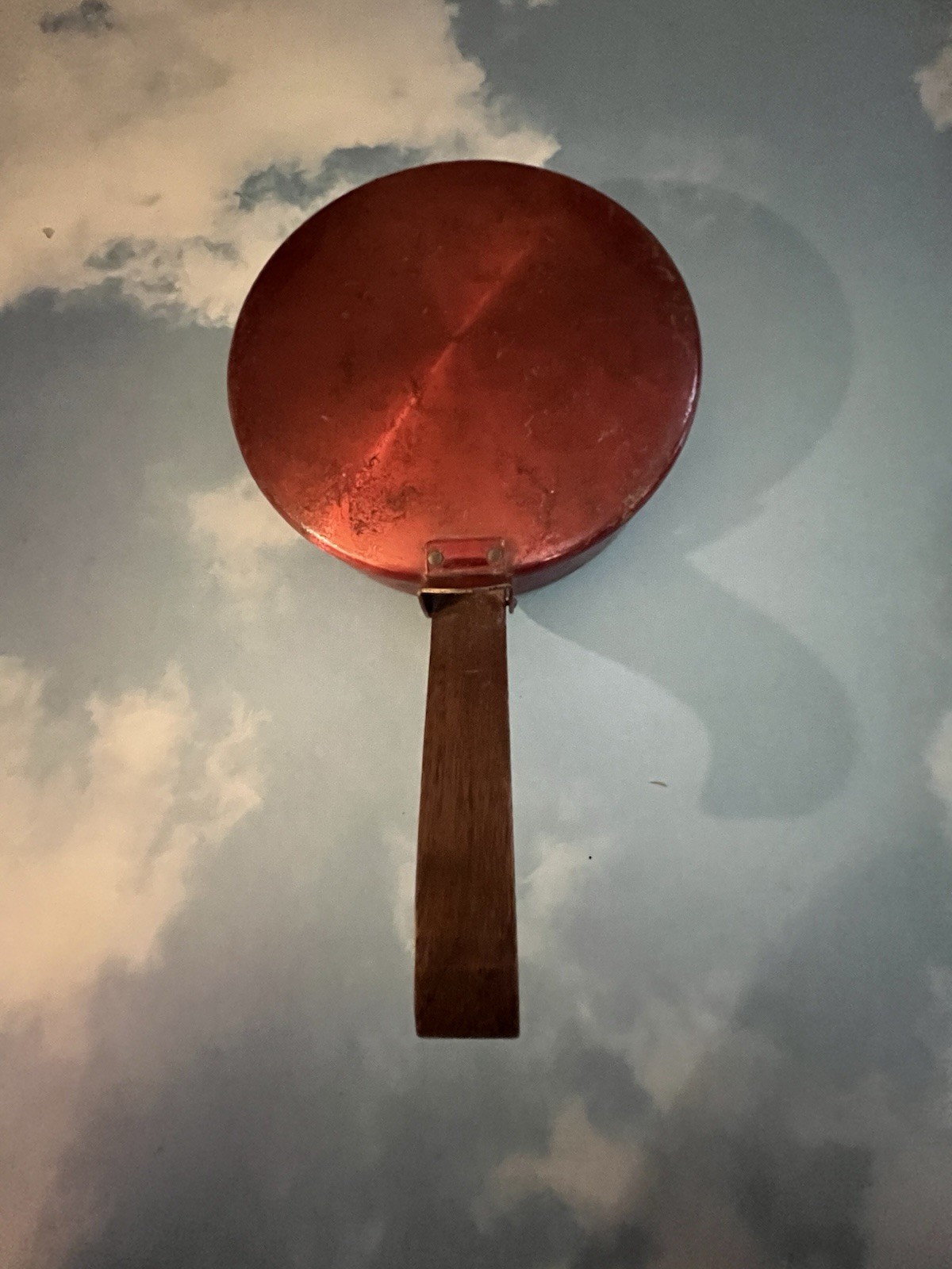 RARE RED Vintage Pan Silent Butler Crumb Catcher Park Sherman Co Springfield