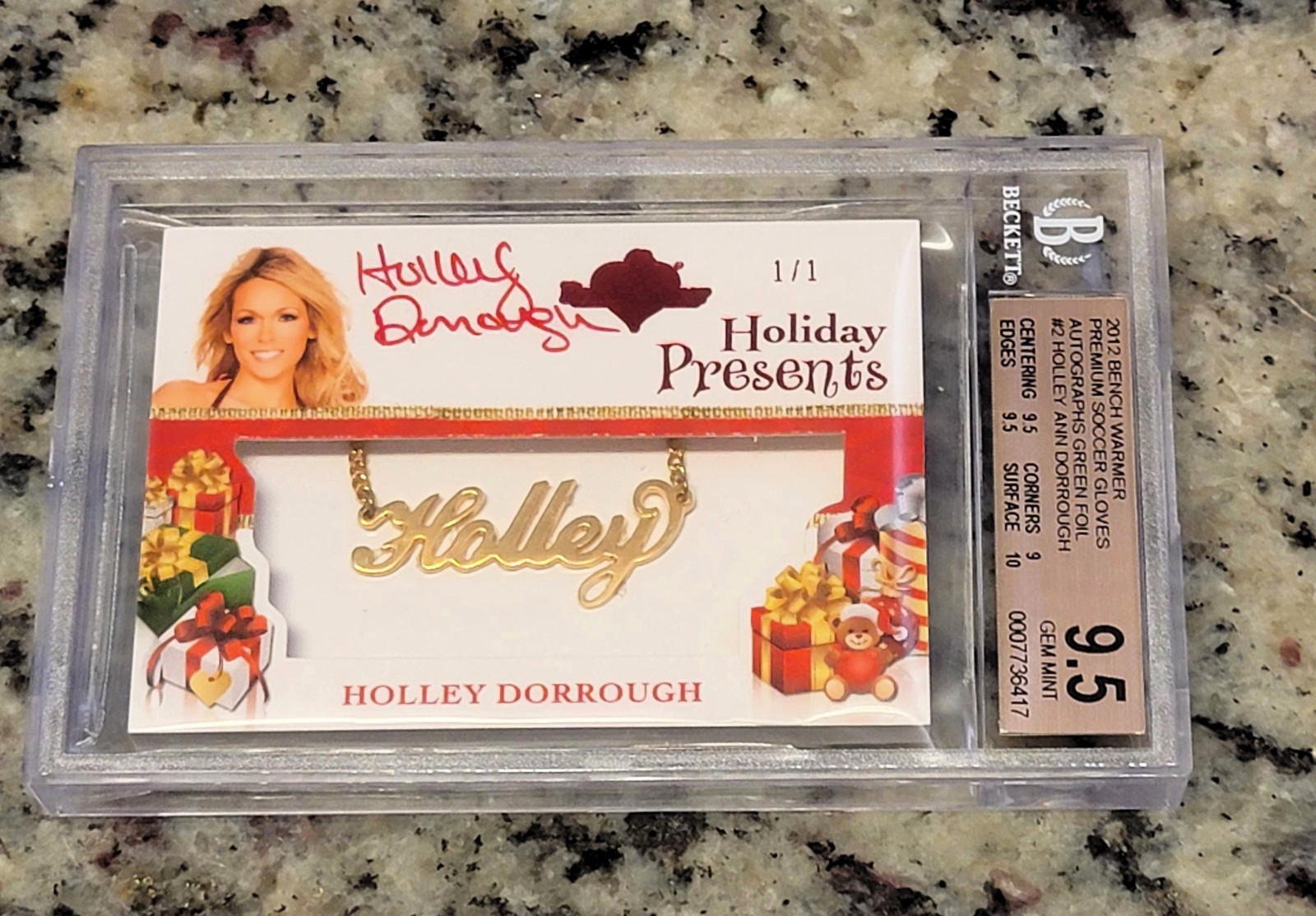 2012 BENCHWARMER HOLIDAY PRESENTS HOLLEY DORROUGH  RED AUTO 1/1 BGS 9.5 GEM MINT