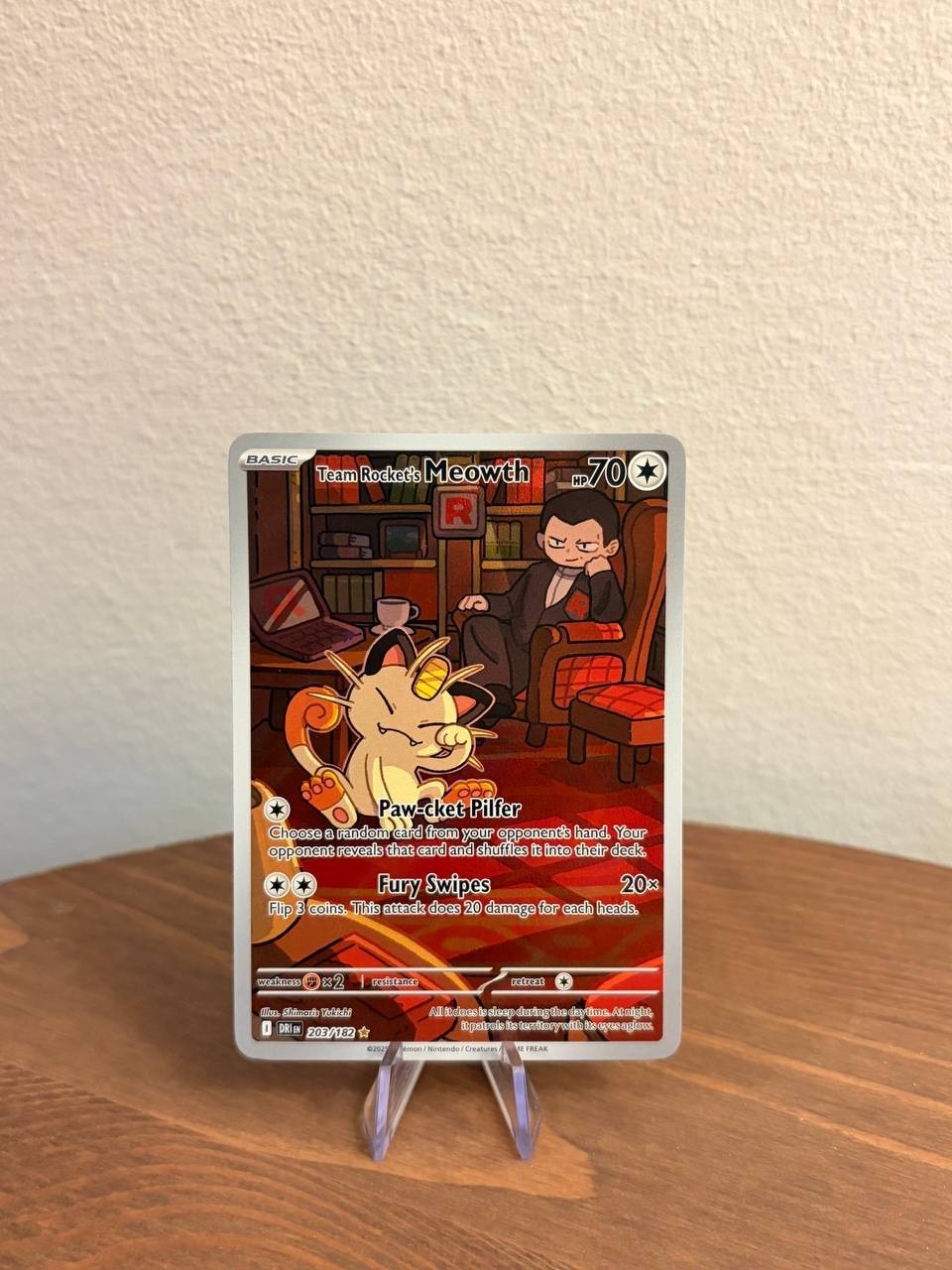 Pokémon TCG Team Rocket's Meowth 203/182 Destined Rivals Illustration Rare IR
