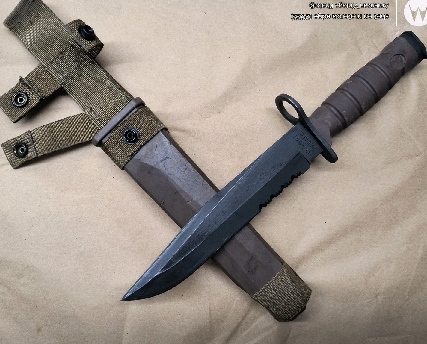 Vintage Genuine OKC-3S OKC3S Knife Bayo + Sheath Ontario Knife Real USMC Issue
