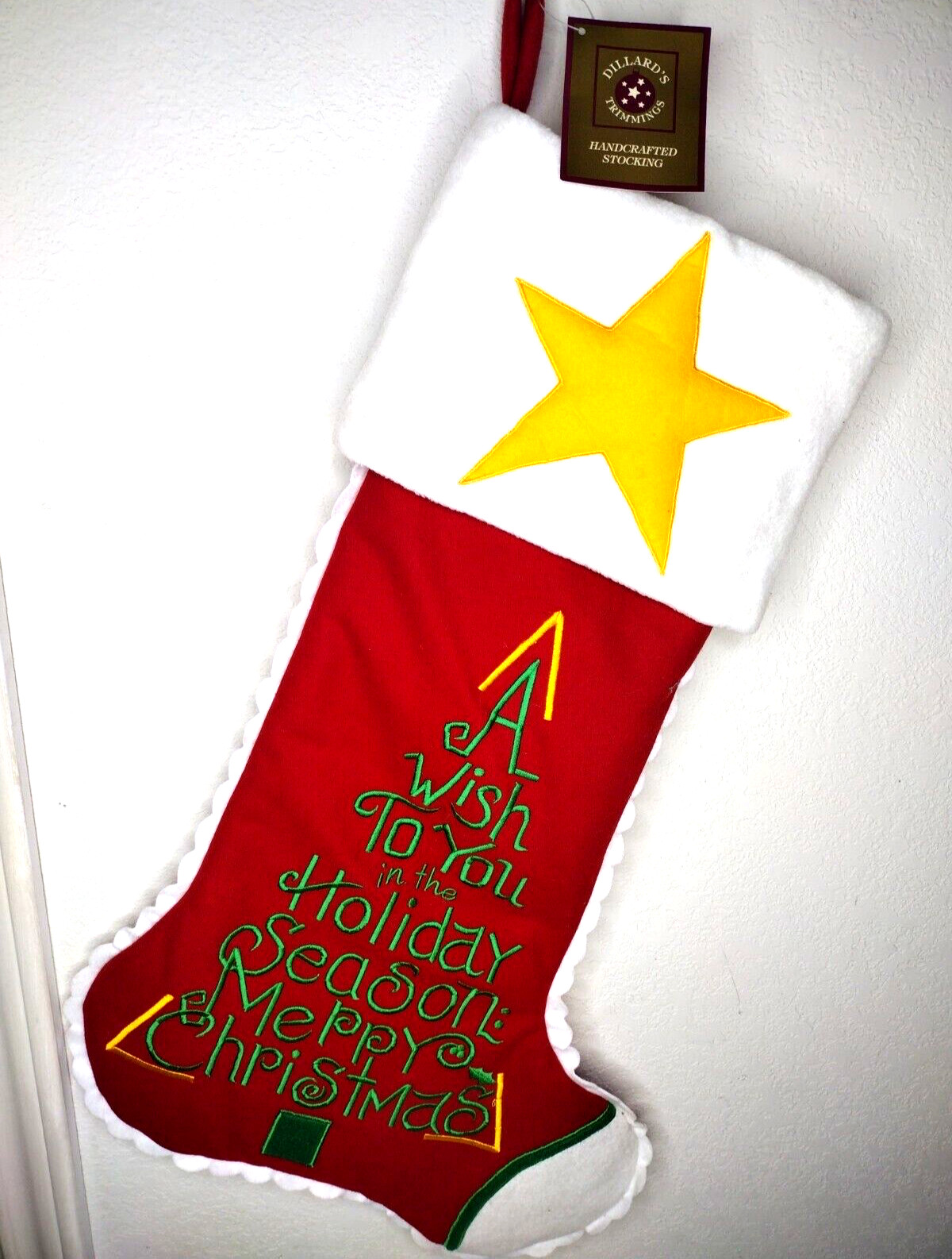 VTG Dillard\'s Jumbo Christmas Holiday Stocking Oversize 29 x 16\