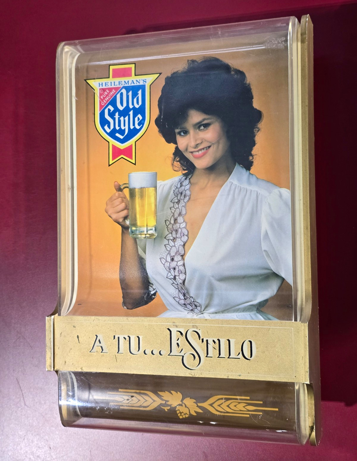 Vintage RARE 1984 Spanish-language Old Style Bar Sign - 
