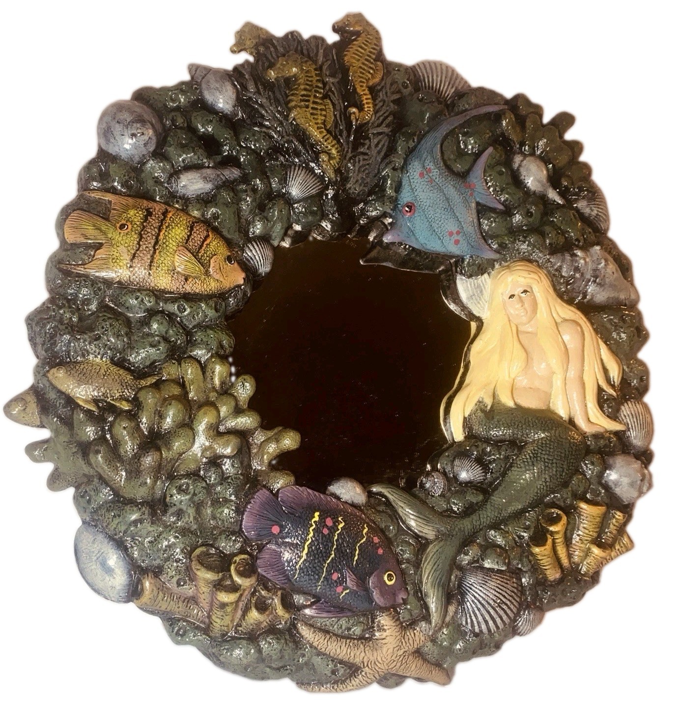 Mermaid Mirror Wall Wreath Beach Ocean Coastal Decor Vintage 1994 Scioto Rare