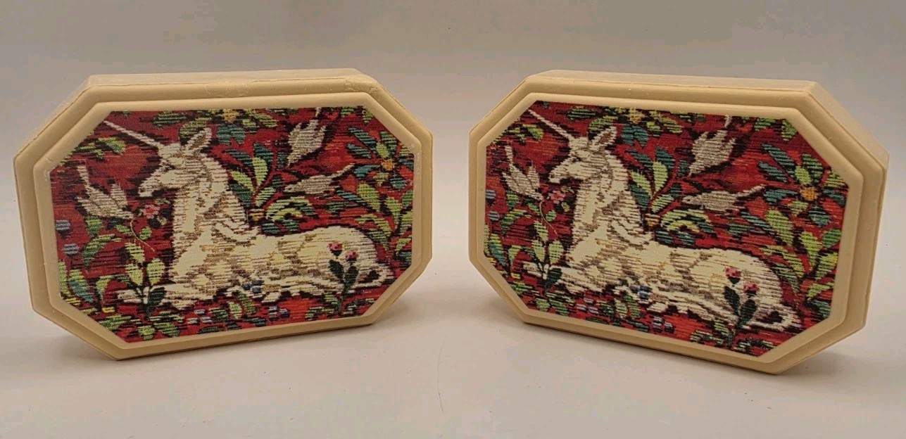 Dark Fantasy Medieval Hunting Scene W Unicorn Soaps Avon Vintage Decor NOS NIB