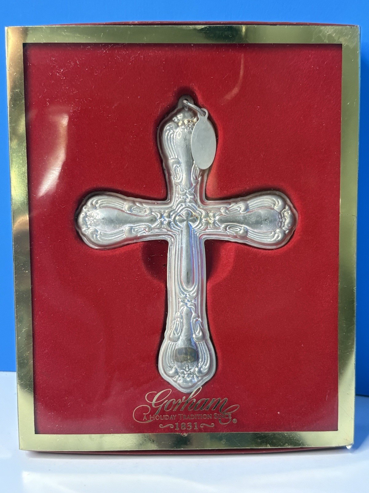 Vintage Gorham CROSS 1831 Silver Plated Christmas Ornament Chantilly Pattern
