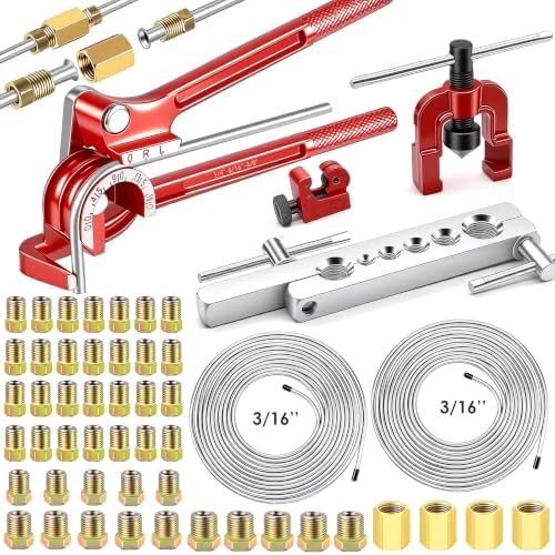 55Pack 3/16 Inch+3/16 Inch Brake line kit Include 25 FT Zinc-Plated Brake Lines