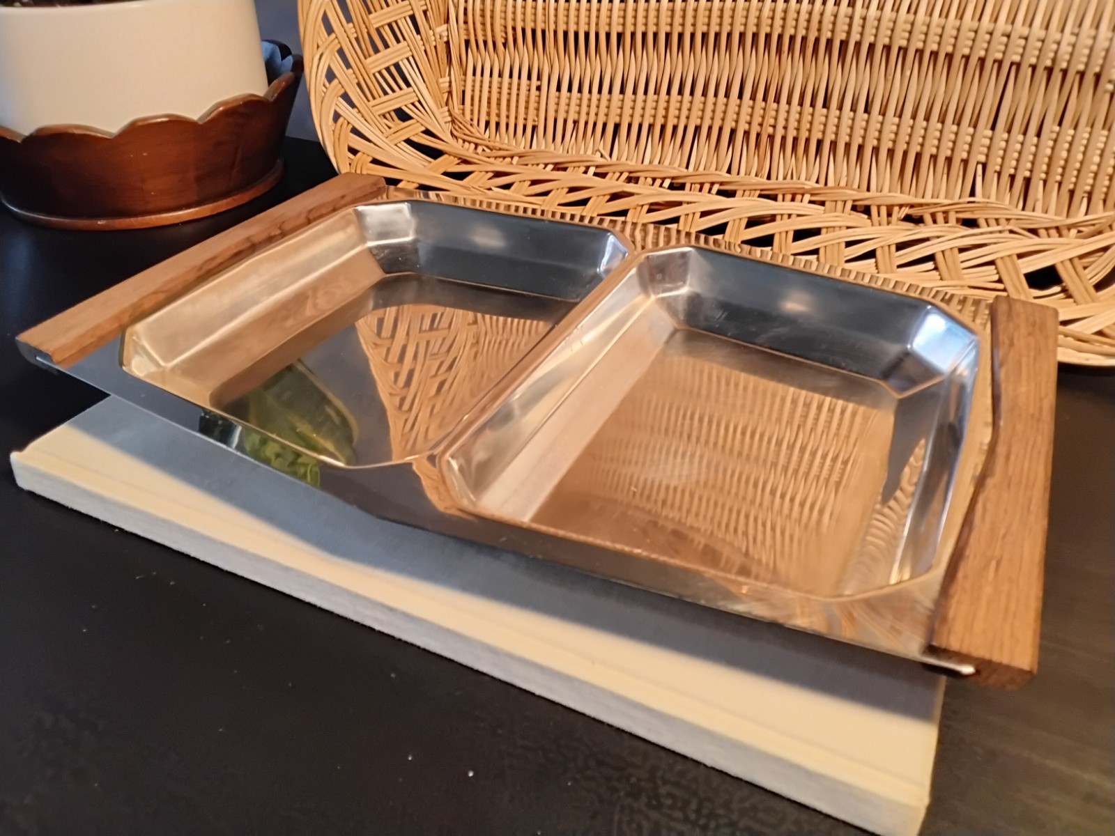 Vintage Mid Century Modern Stelton Stainless Steel Divided Serving Dish