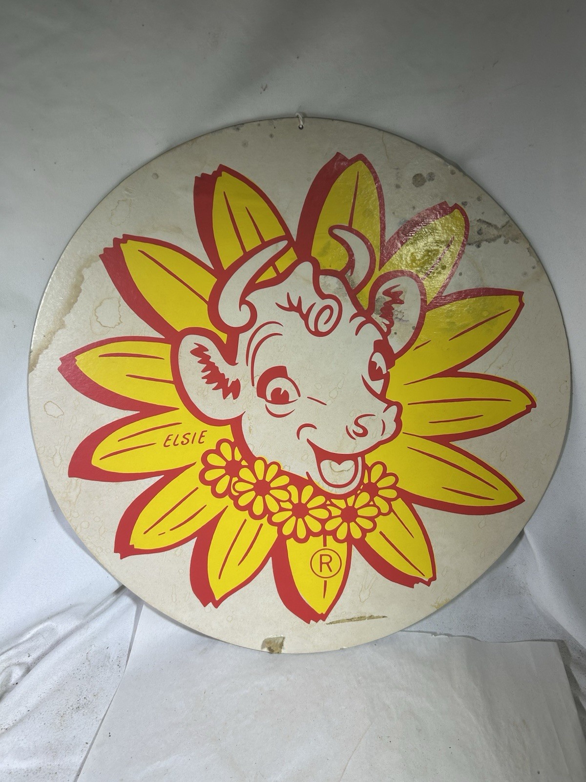 Vintage Borden\'s Dairy Elsie Cow Cardboard Advertising Sign Double Sided 18\