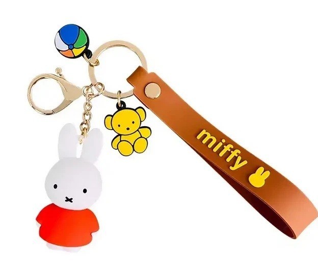 Miffy Keychain Key Fob Charm Orange Skirt Rabbit Standing Ring Bag Holder - NEW