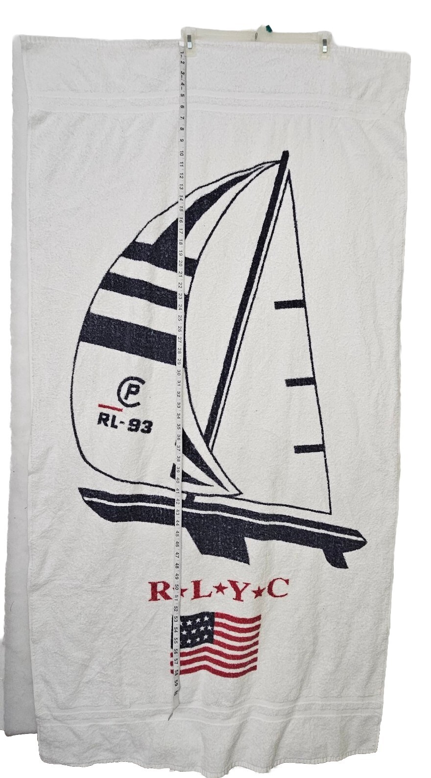 Vintage Polo Ralph Lauren Yacht Clup RLYC CP RL-93 Large Beach Towel Sailboat 