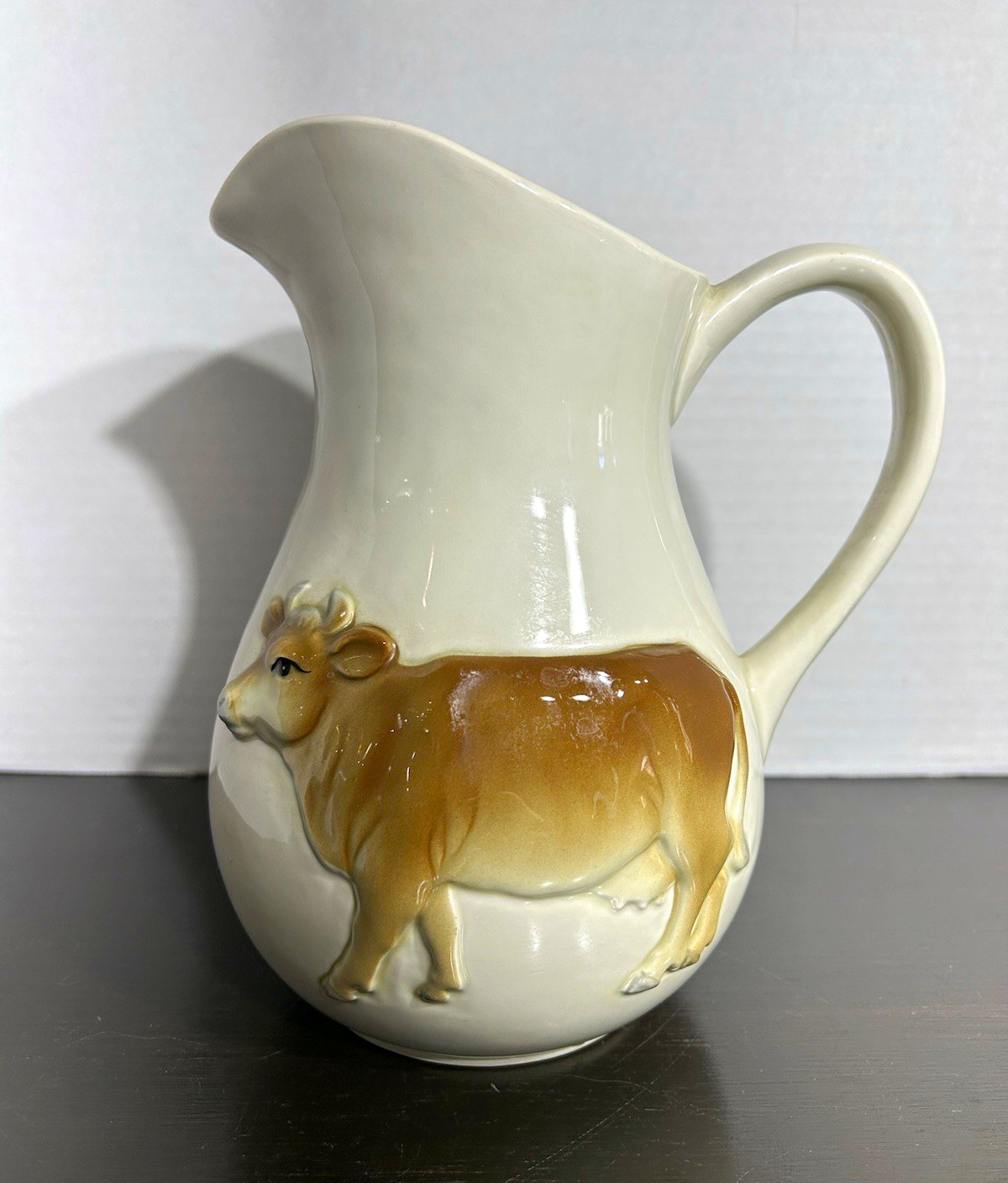 Vintage 1982 Otagiri Japan Ceramic Brown Cow Pitcher Farmhouse Milk Jug Rare