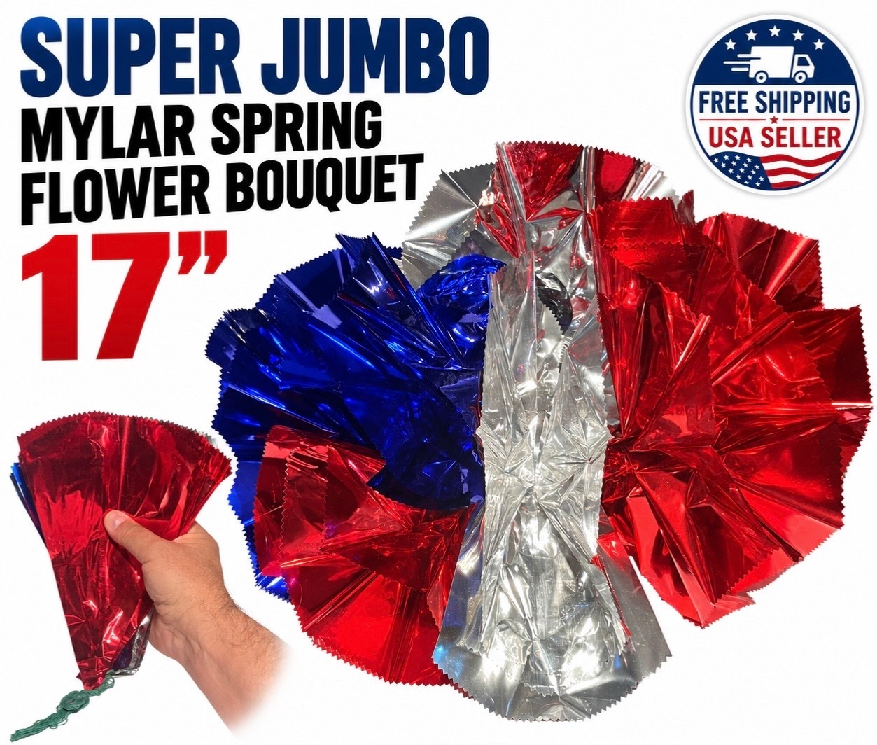 17” SUPER JUMBO MYLAR SPRING FLOWERS BOUQUET Magic Trick 10 Pop Open Production