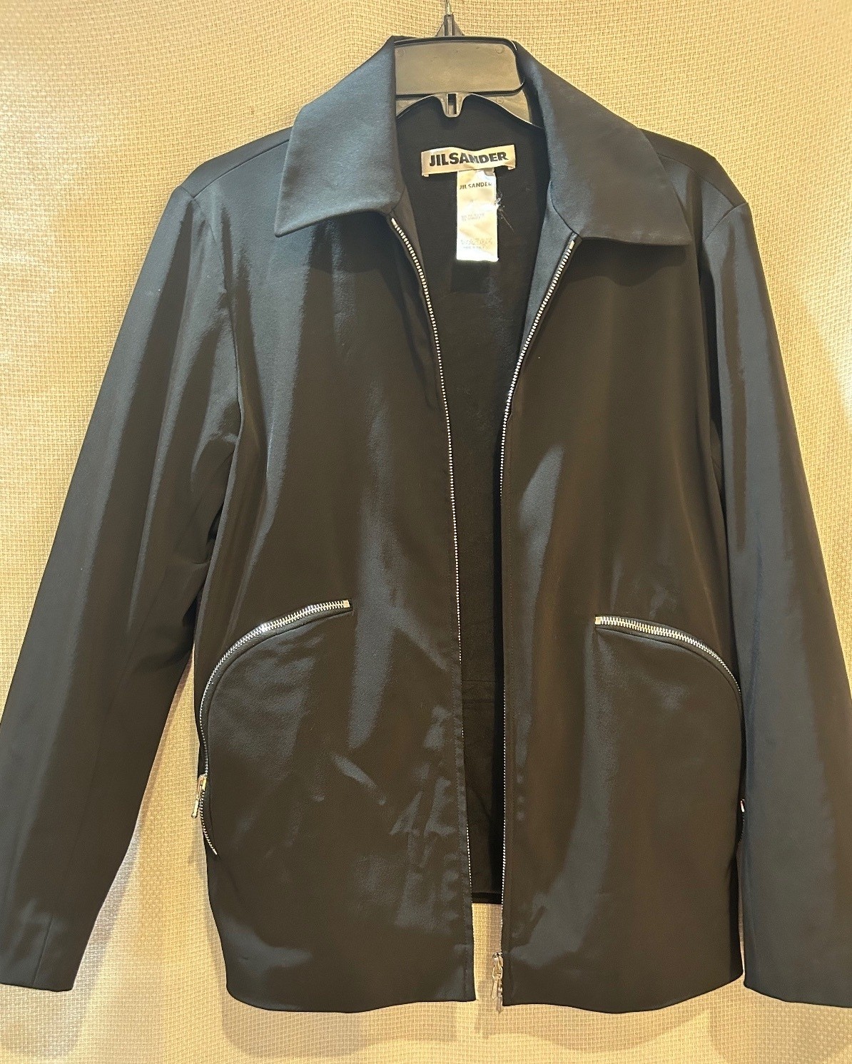 Vintage Jil Sander Black Zip-Front Jacket with Zipper Pockets