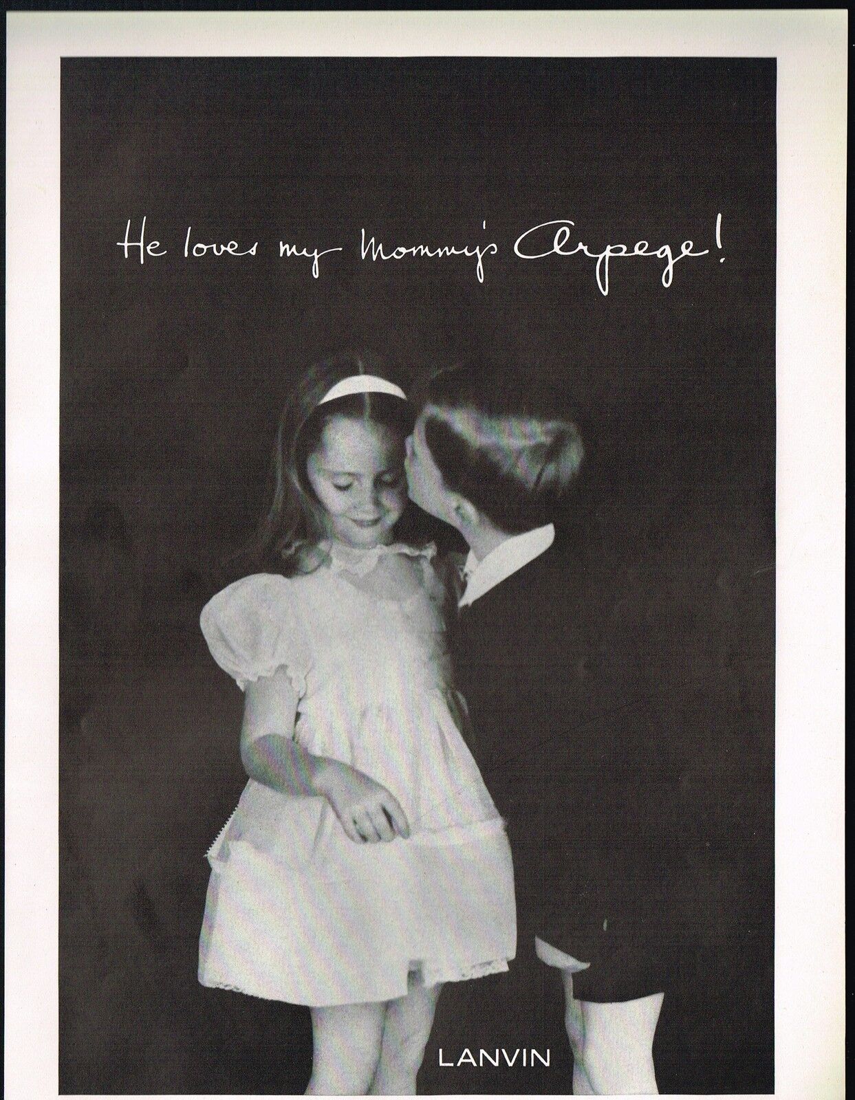 1960s Original Vintage Lanvin Arpege Perfume Children Photo Print Ad