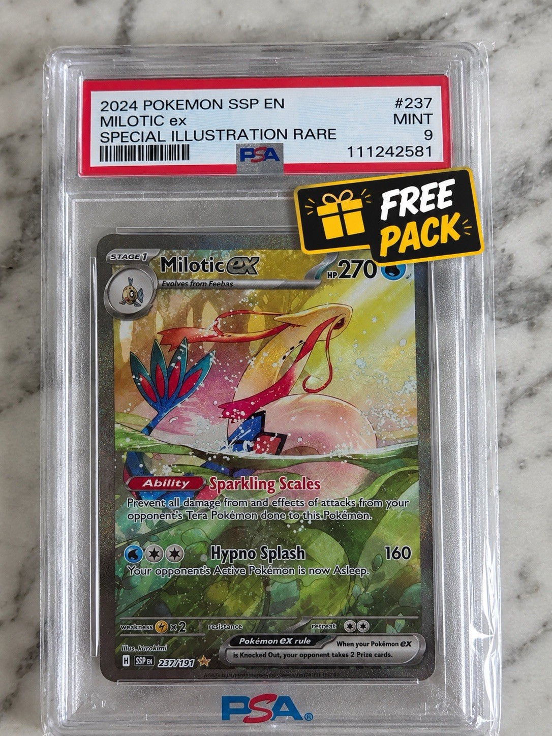PSA 9 English Milotic ex 237/191 Surging Sparks Special Illustration Rare Holo