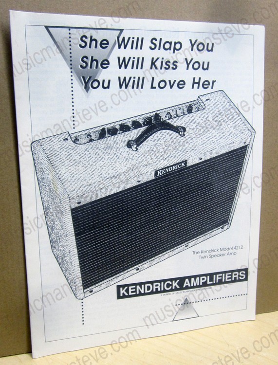 rare 1993 KENDRICK AMPLIFIERS literature - 16 page b/w , combo amps, speakers