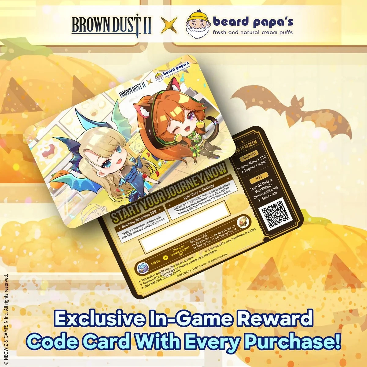 Brown Dust 2 II BD2 Beard Papa Collab CODE ONLY - 600 GEMS + Character Growth