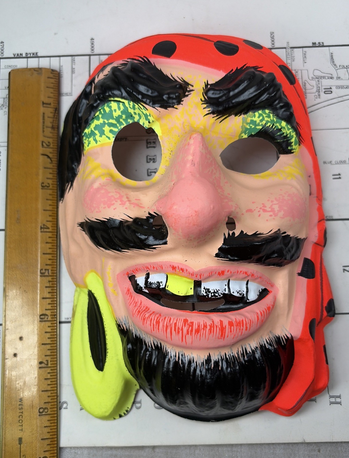 Vintage Ben Cooper 1960’s or 1970s Plastic Pirate Halloween Mask
