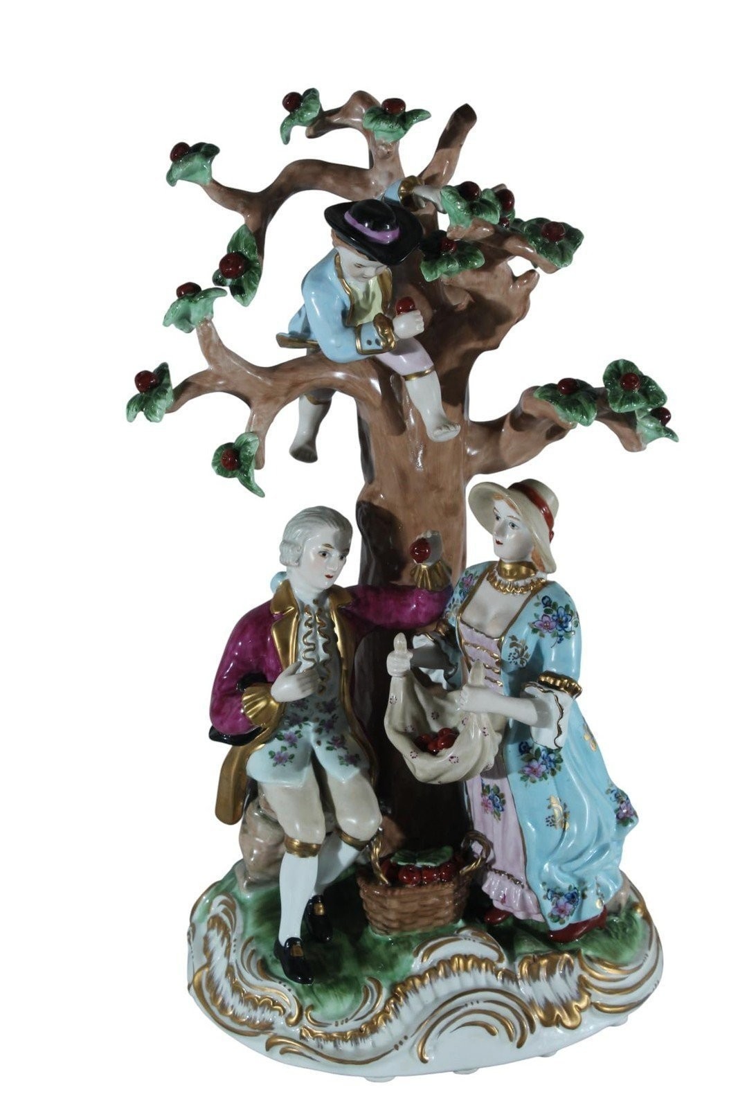 NIFAO Porcelain Cherry Picking Family Figurine Vintage Style 10