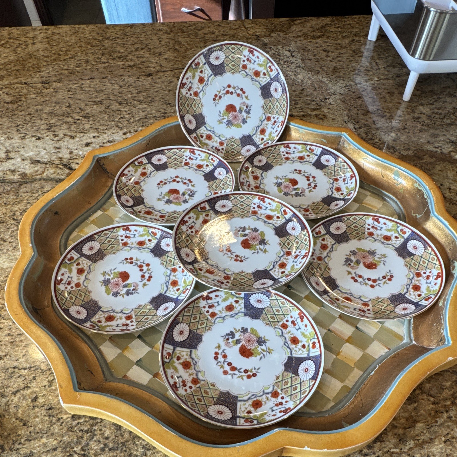 Vintage Mizuko Japan Set Of 7 Plates 7.5” Japanese Design