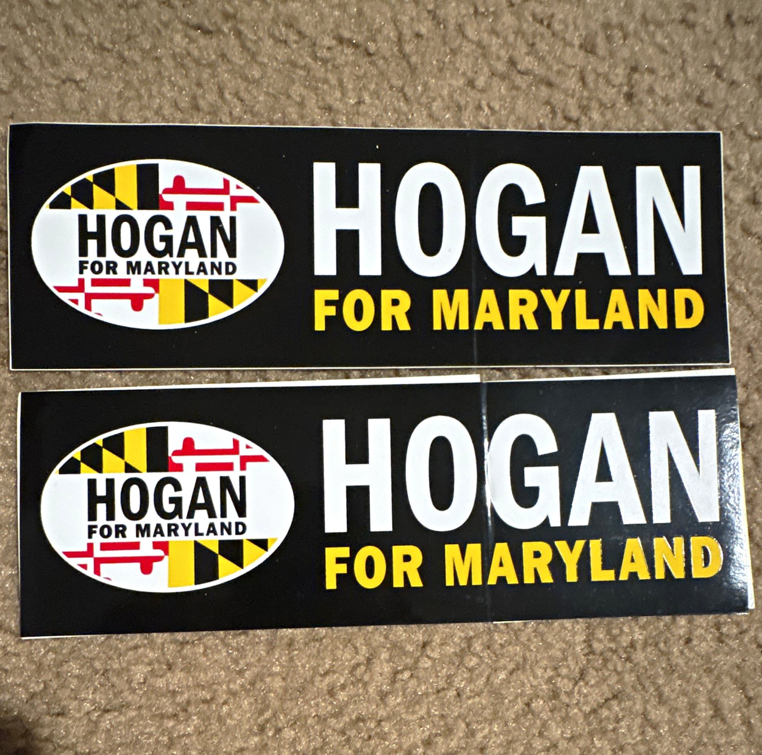 Hogan for Maryland Campaign Bumper Stickers 2 Pack 11x3 Black/White 2024