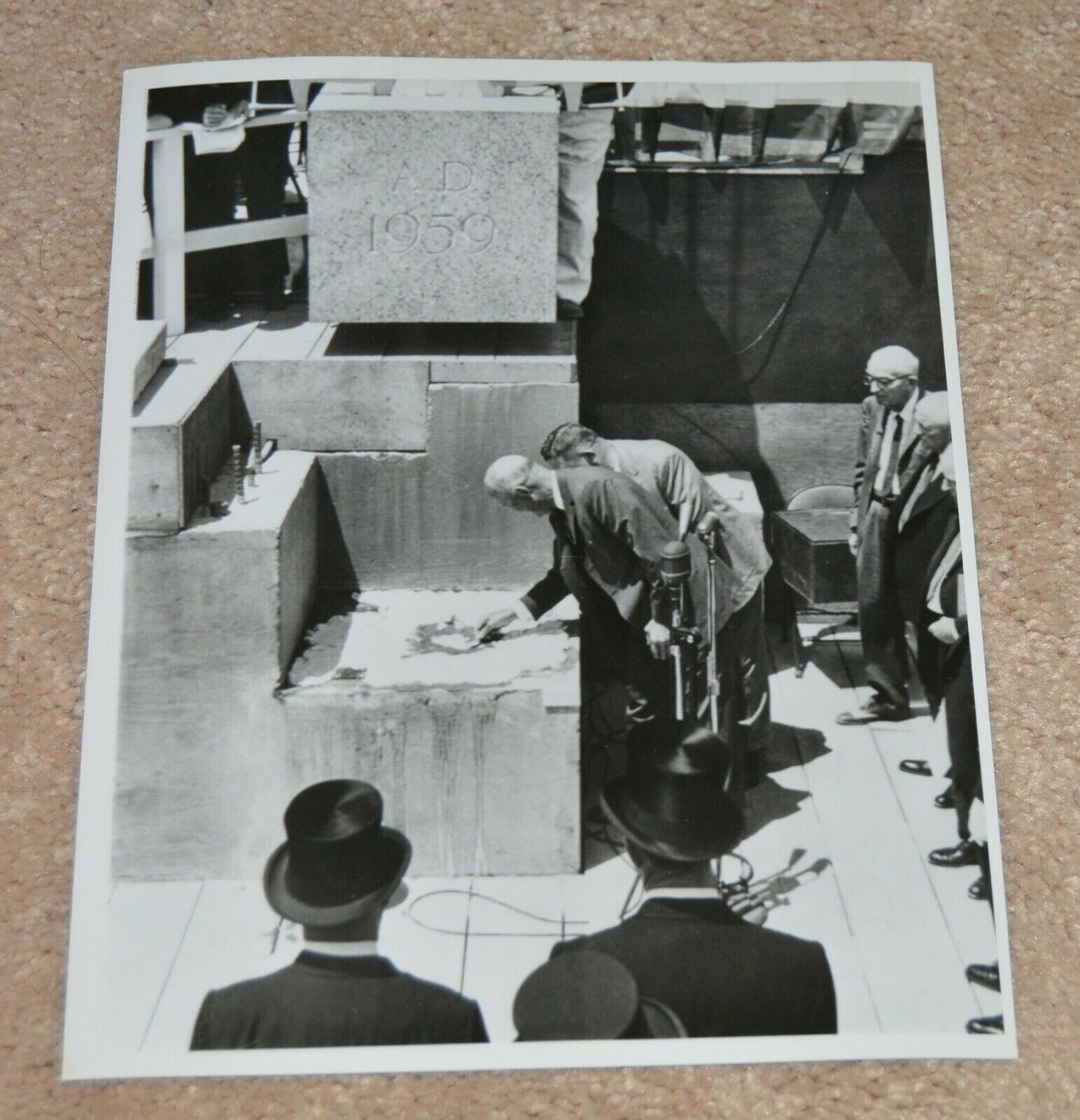 ORIGINAL PRESIDENT EISENHOWER PHOTO U.S. CAPITOL BUILDING CORNERSTONE VINTAGE
