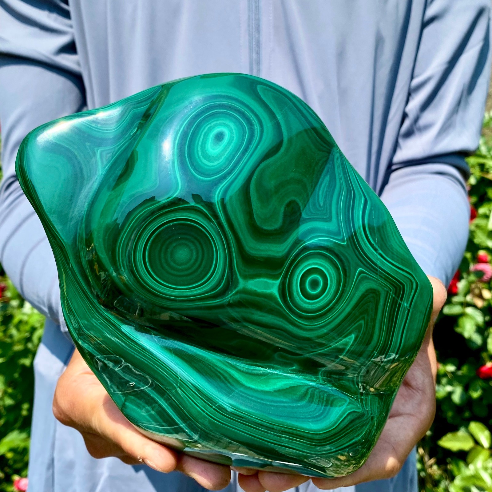 5.9LB Natural glossy Malachite egg transparent cluster rough mineral sample