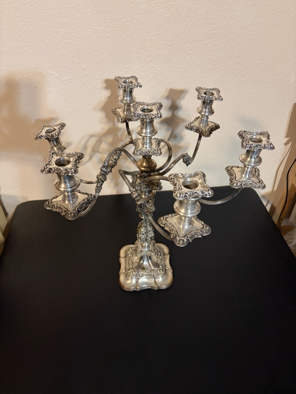 Antique Elkington Co Ornate Candelabra 7 arm Footed Silver on Copper 20”H X 18”W