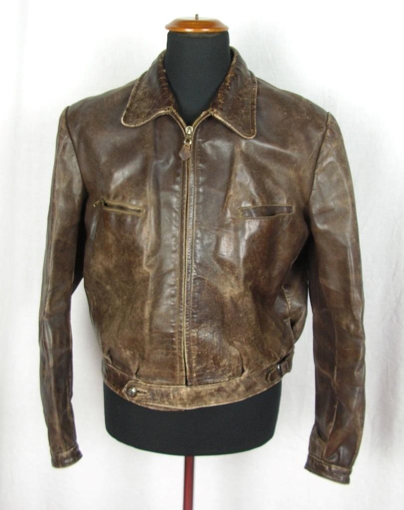 VINTAGE GERMAN AIR FORCE LW WL LUFTWAFFE LEATHER FLIGHT JACKET PRYM BUTTON