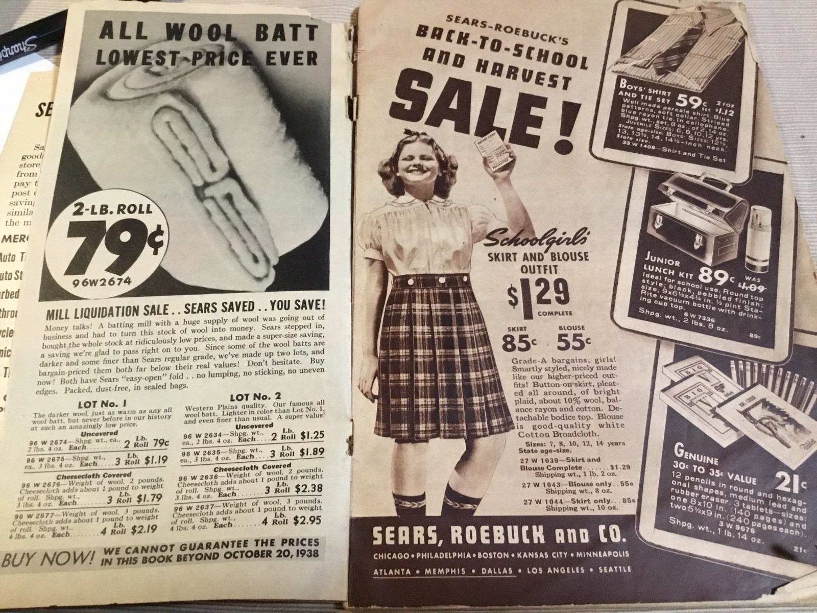 Vtg Original 1938 Sears Roebuck Back To School Sale Catalog Brochure 96 Page