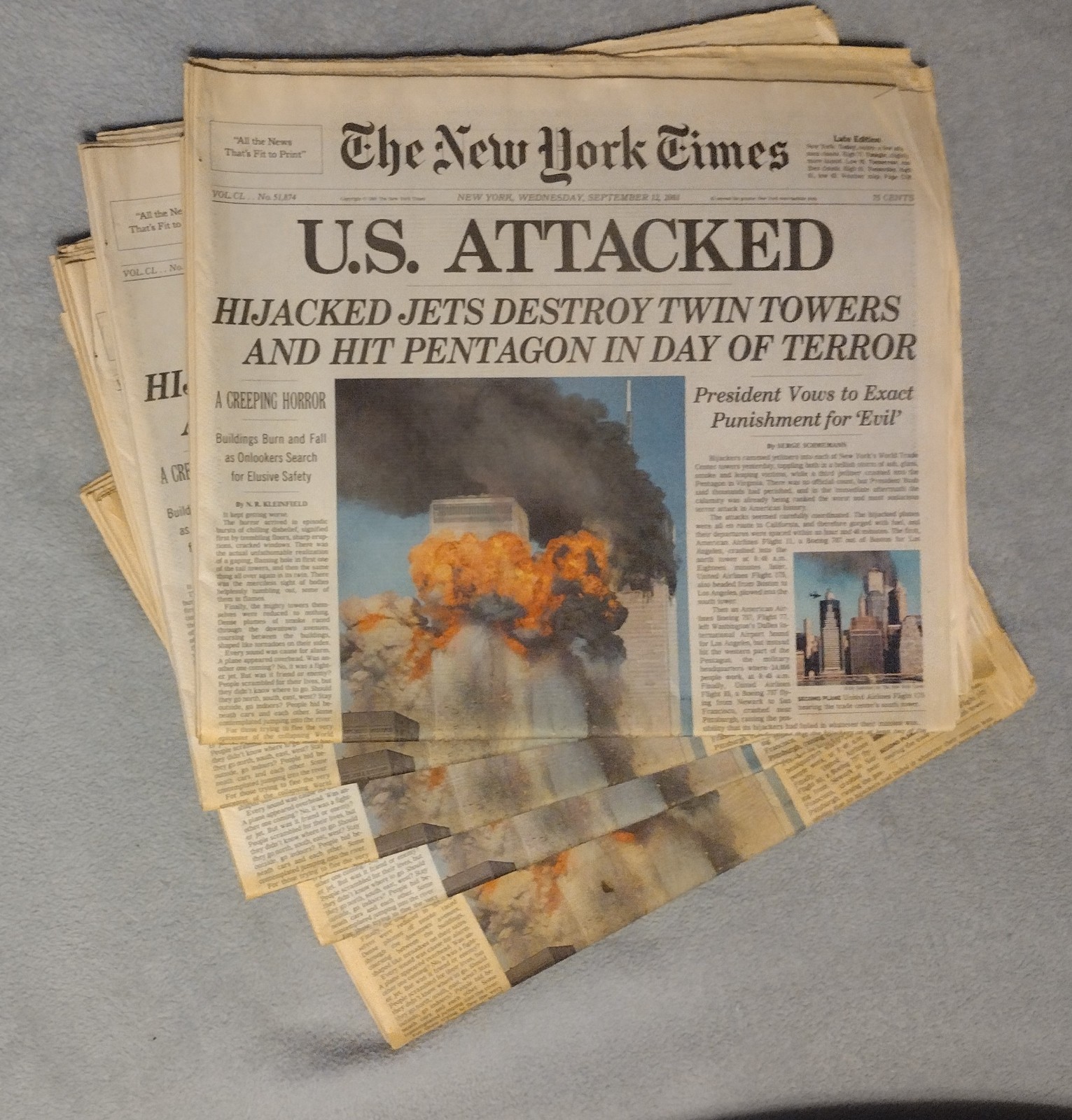 Original & Complete New York Times NLE from Sept. 12. 2001 , WTC Attack VGC