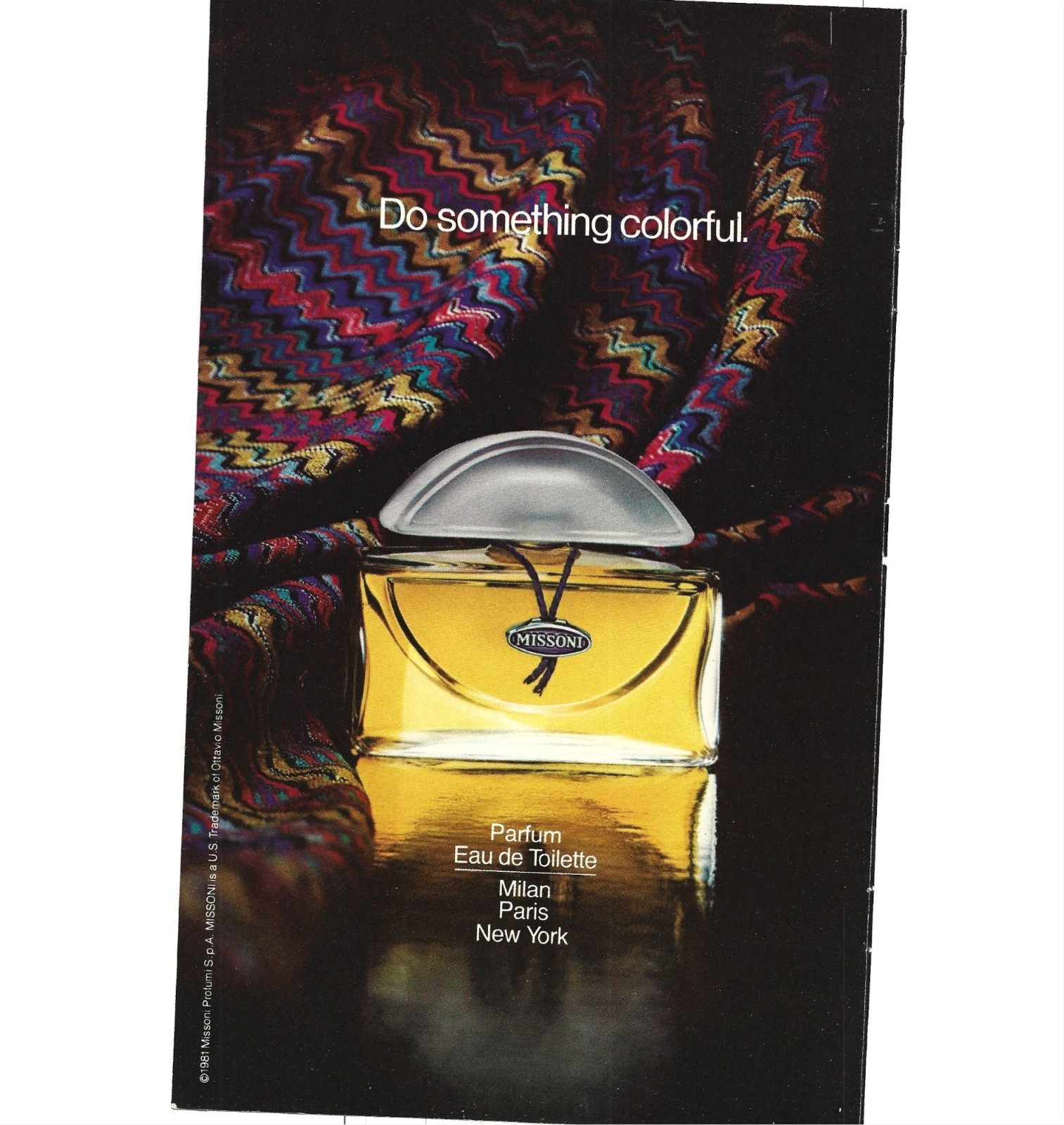 Missoni Eau De Toilette Print Ad Vintage 1980s