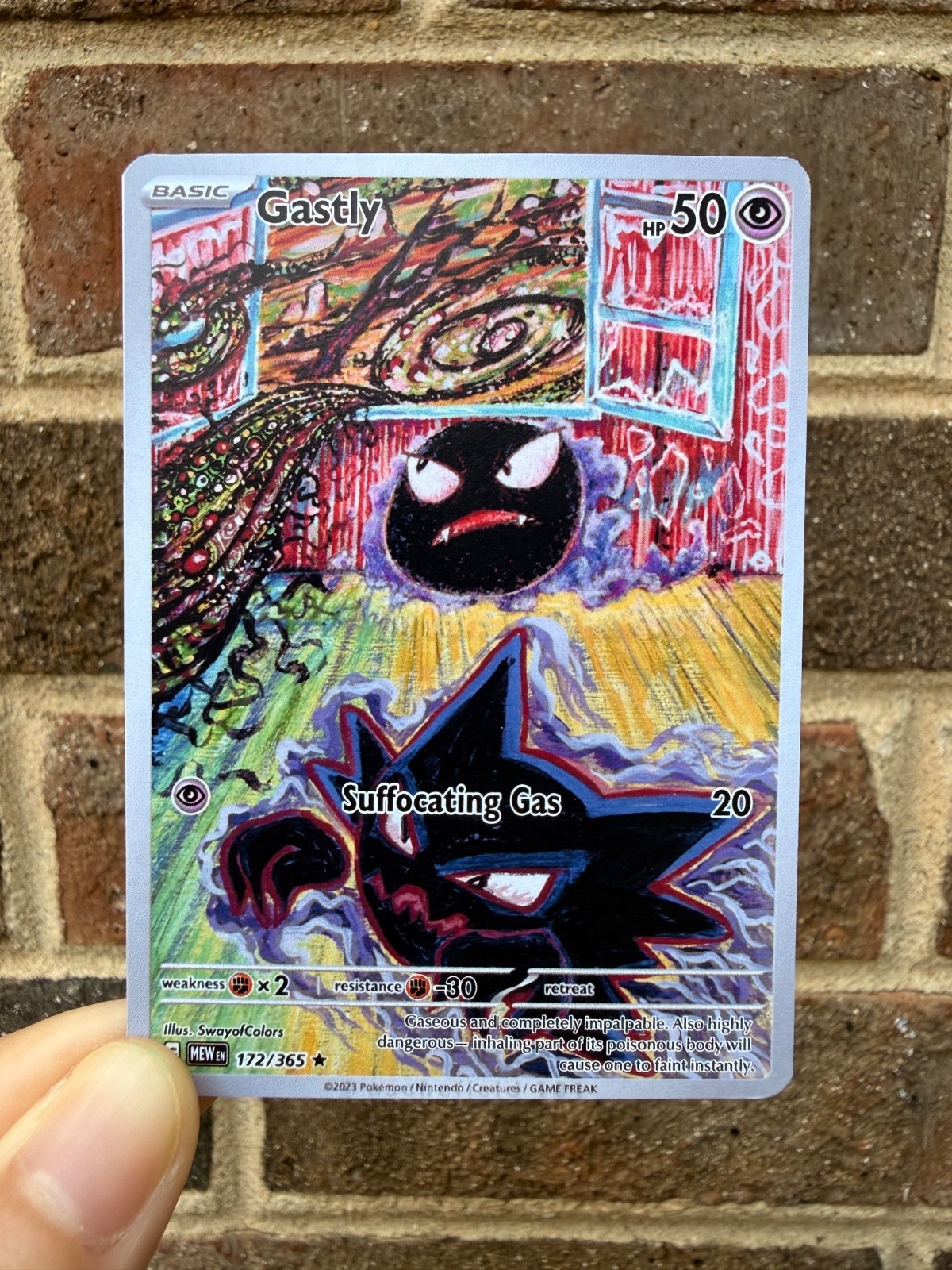 Gastly and Haunter Fan Art Trading Card Handmade Custom Collectible Card