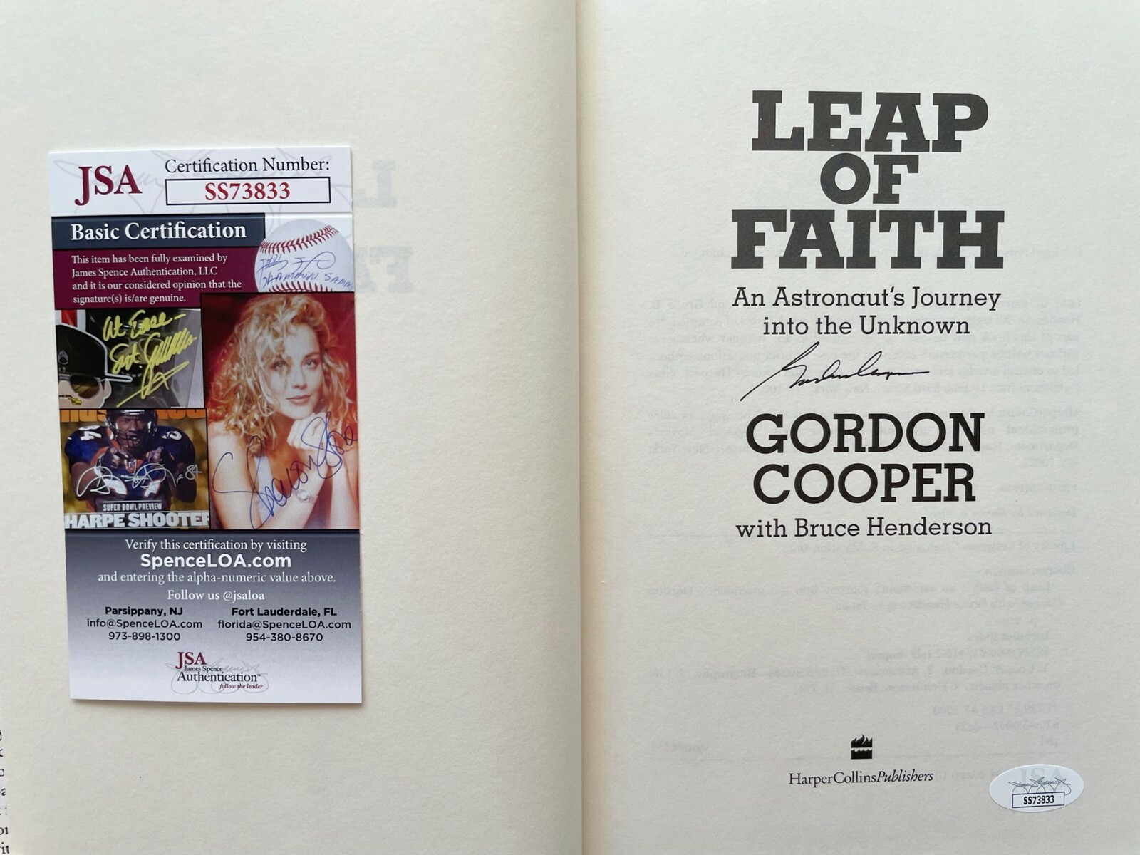 Gordon Cooper signed Leap of Faith hardcover space book JSA Mercury 7 Astronaut