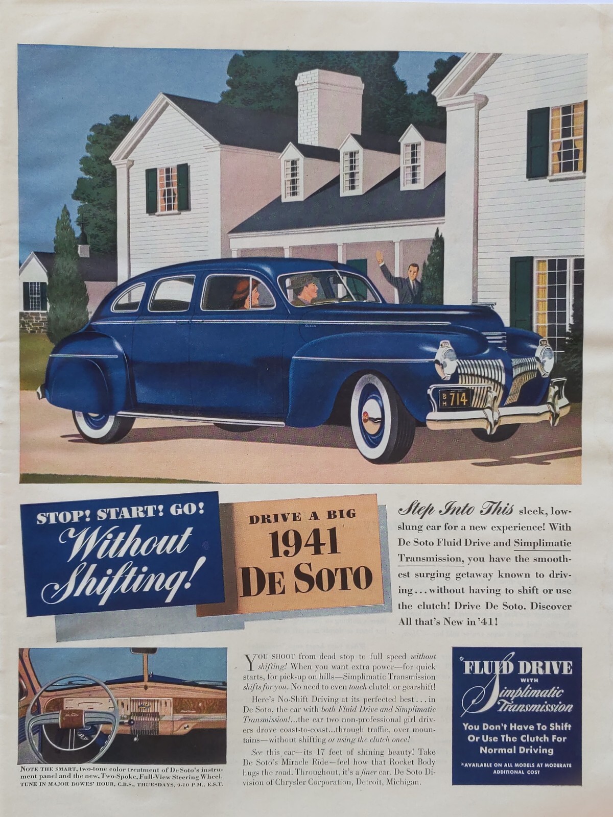 1941 vintage Chrysler De Soto print ad.