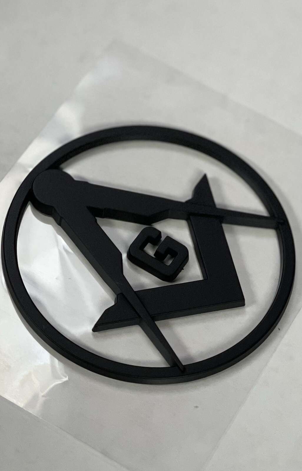 Free and Accepted Masons Cut-Out Car Emblem- Durable Matte Black ABS Plastic